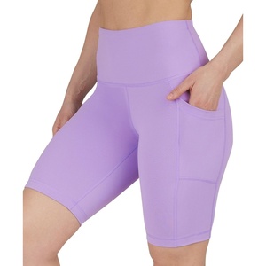 image:image90 Degree By Reflex Womens High Waisted Biker Shorts with Side Pockets Workout Shorts 5 7 9Sheer Lilac 9