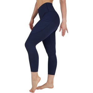 image:image90 Degree By Reflex Womens High Waisted Capri Legging Side Pocket Squat Proof Gym Workout Yoga PantDark Navy