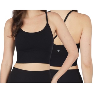 image:image90 Degree By Reflex Womens Seamless Cami Longline Bra  Round Neck Workout Racerback Tank Top2pk  Black  Black
