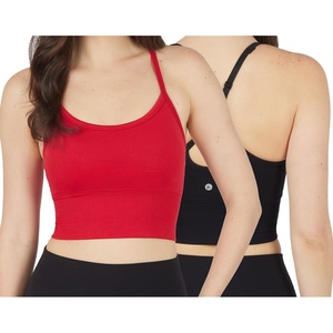 image:image90 Degree By Reflex Womens Seamless Cami Longline Bra  Round Neck Workout Racerback Tank Top2pk  Scorpio Red  Black