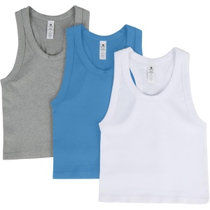 image:image90 Degree By Reflex Womens Seamless Tank Ribbed Fitted Racerback WaistLength Top 3 PackAll AboardWhiteHeather Grey