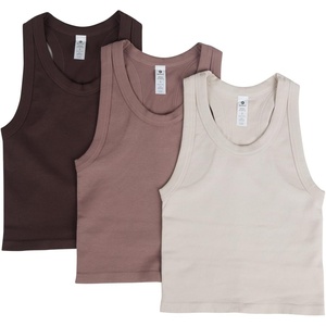 image:image90 Degree By Reflex Womens Seamless Tank Ribbed Fitted Racerback WaistLength Top 3 PackCrystal GrayAntlerShopping Bag