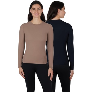 image:image90 Degree by Reflex Womens Long Sleeve Top Contour Sculpt Fitted Crew Workout ShirtLeafless TreeBlack