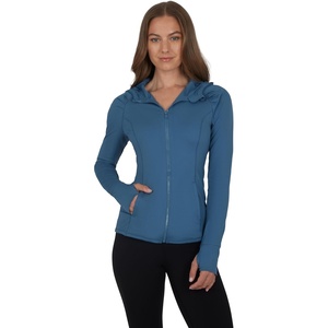 image:imageYogalicious FullZip Lightweight Hooded Running Workout Yoga Lux Jacket with PocketsBlue Fusion