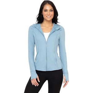 image:imageYogalicious FullZip Lightweight Hooded Running Workout Yoga Lux Jacket with PocketsFaded Denim
