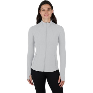 image:imageYogalicious FullZip Lightweight Hooded Running Workout Yoga Lux Jacket with PocketsHeather Light Grey
