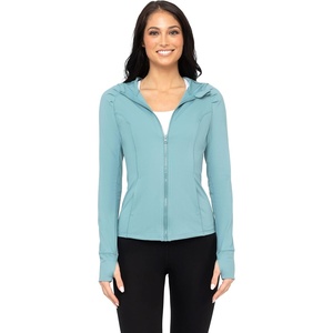 image:imageYogalicious FullZip Lightweight Hooded Running Workout Yoga Lux Jacket with PocketsSmoke Blue