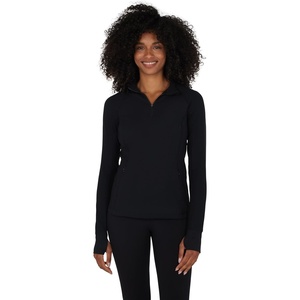 image:imageYogalicious Half Zip Lightweight Workout Long Sleeve Athletic Jacket with Front Pockets and ThumbholesClassic Black