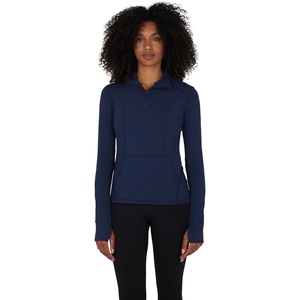 image:imageYogalicious Half Zip Lightweight Workout Long Sleeve Athletic Jacket with Front Pockets and ThumbholesDark Navy