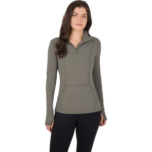 image:imageYogalicious Half Zip Lightweight Workout Long Sleeve Athletic Jacket with Front Pockets and ThumbholesMulled Basil