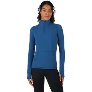 image:imageYogalicious Half Zip Lightweight Workout Long Sleeve Athletic Jacket with Front Pockets and ThumbholesOcean Indigo