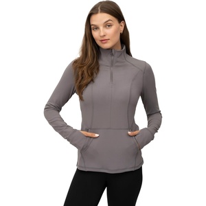 image:imageYogalicious Half Zip Lightweight Workout Long Sleeve Athletic Jacket with Front Pockets and ThumbholesSmoked Pearl