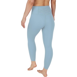 image:imageYogalicious High Waist Ankle Legging Squat Proof Criss Cross VBack PantSmoke Blue