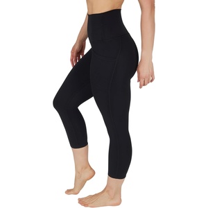 image:imageYogalicious High Waist Squat Proof Yoga Capri Leggings with Side Pockets for WomenBlack Lux Super High Waist With Pocket