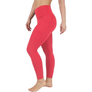 image:imageYogalicious High Waist Ultra Soft 78 Ankle Length Leggings with Pockets for WomenDeep Claret Nude Tech