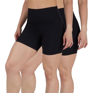 image:imageYogalicious Womens 5 7 High Waisted Biker Shorts Squat Proof Workout Yoga Short 2 PackBlackBlack 5 Elastic Free