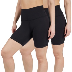 image:imageYogalicious Womens 5 7 High Waisted Biker Shorts Squat Proof Workout Yoga Short 2 PackBlackBlack 7 Elastic Free