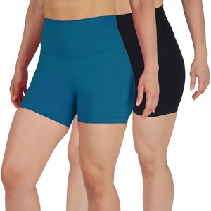 image:imageYogalicious Womens 5 7 High Waisted Biker Shorts Squat Proof Workout Yoga Short 2 PackDeeplagoonBlack 5