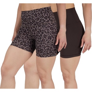 image:imageYogalicious Womens 5 7 High Waisted Biker Shorts Squat Proof Workout Yoga Short 2 PackLeopardbrownChocolatetorte 5