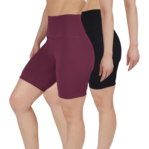 image:imageYogalicious Womens 5 7 High Waisted Biker Shorts Squat Proof Workout Yoga Short 2 PackMauvewineBlack 7