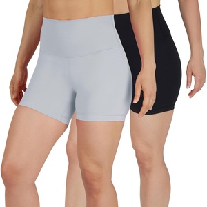 image:imageYogalicious Womens 5 7 High Waisted Biker Shorts Squat Proof Workout Yoga Short 2 PackMicrochipBlack 5