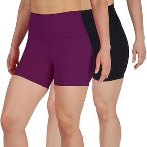 image:imageYogalicious Womens 5 7 High Waisted Biker Shorts Squat Proof Workout Yoga Short 2 PackPlumcaspiaBlack 5