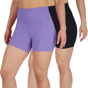 image:imageYogalicious Womens 5 7 High Waisted Biker Shorts Squat Proof Workout Yoga Short 2 PackPurplehebeBlack 5