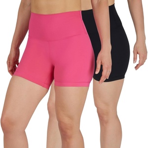 image:imageYogalicious Womens 5 7 High Waisted Biker Shorts Squat Proof Workout Yoga Short 2 PackRaspberrysorbetBlack 5