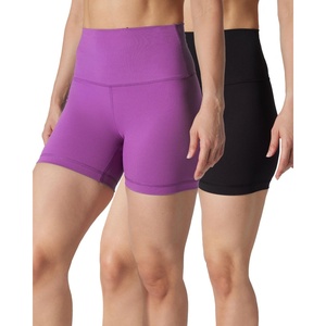 image:imageYogalicious Womens 5 7 High Waisted Biker Shorts Squat Proof Workout Yoga Short 2 PackSpring CrocusBlack 5 Elastic Free