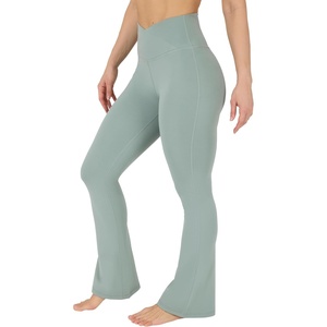 image:imageYogalicious Womens Flare Legging Crossover High Waisted Squat Proof Bootcut Yoga Pant 29315Clover 315