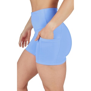 image:imageYogalicious Womens High Waisted Biker Shorts Workout Running Spandex Yoga Shorts 35 5 7 9Cornflower Blue 35