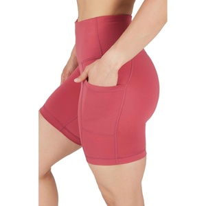 image:imageYogalicious Womens High Waisted Biker Shorts Workout Running Spandex Yoga Shorts 35 5 7 9Earth Red 7