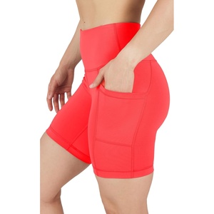 image:imageYogalicious Womens High Waisted Biker Shorts Workout Running Spandex Yoga Shorts 35 5 7 9Fiery Coral 7