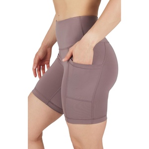 image:imageYogalicious Womens High Waisted Biker Shorts Workout Running Spandex Yoga Shorts 35 5 7 9Mocha 7