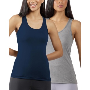 image:imageYogalicious Womens Lightweight Tank Top Soft Racerback Workout Yoga Sleeveless Quick Dry TopDark NavyHeather Grey