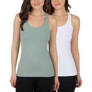 image:imageYogalicious Womens Lightweight Tank Top Soft Racerback Workout Yoga Sleeveless Quick Dry TopGreen MilieuWhite