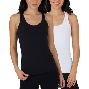 image:imageYogalicious Womens Lightweight Tank Top Soft Racerback Workout Yoga Sleeveless Quick Dry TopWhiteBlack