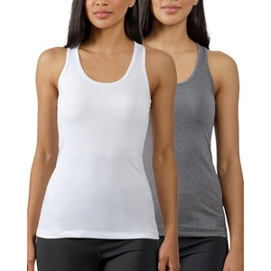 image:imageYogalicious Womens Lightweight Tank Top Soft Racerback Workout Yoga Sleeveless Quick Dry TopWhiteHtr Charcoal