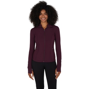 image:imageYogalicious Womens Ultra Soft Lightweight Full Zip Yoga Jacket with PocketsCabernet Nude Tech