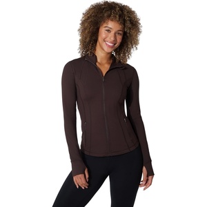 image:imageYogalicious Womens Ultra Soft Lightweight Full Zip Yoga Jacket with PocketsChocolate Mousse Lux