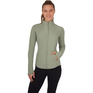 image:imageYogalicious Womens Ultra Soft Lightweight Full Zip Yoga Jacket with PocketsIceberg Green Lux