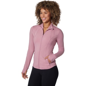 image:imageYogalicious Womens Ultra Soft Lightweight Full Zip Yoga Jacket with PocketsPink Plum Lux