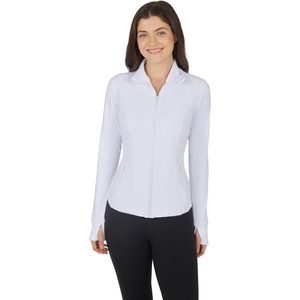 image:imageYogalicious Womens Ultra Soft Lightweight Full Zip Yoga Jacket with PocketsWhite Nude Tech