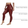 image:image90 Degree By Reflex Super High Waist High Shine Faux Leather Fleece Lined Elastic Free Ankle LeggingsDark Madder Elastic Free