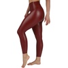 image:image90 Degree By Reflex Super High Waist High Shine Faux Leather Fleece Lined Elastic Free Ankle LeggingsDark Madder Elastic Free