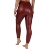 image:image90 Degree By Reflex Super High Waist High Shine Faux Leather Fleece Lined Elastic Free Ankle LeggingsDark Madder Elastic Free
