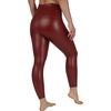 image:image90 Degree By Reflex Super High Waist High Shine Faux Leather Fleece Lined Elastic Free Ankle LeggingsDark Madder Elastic Free