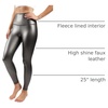 image:image90 Degree By Reflex Super High Waist High Shine Faux Leather Fleece Lined Elastic Free Ankle LeggingsGunmetal Grey Elastic Free
