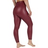 image:image90 Degree By Reflex Super High Waist High Shine Faux Leather Fleece Lined Elastic Free Ankle LeggingsRhubarb