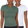 image:image90 Degree By Reflex 2 Pack Contour Short Sleeve Shirt Crew Neck TeeLaurel WreathWhite Full Length